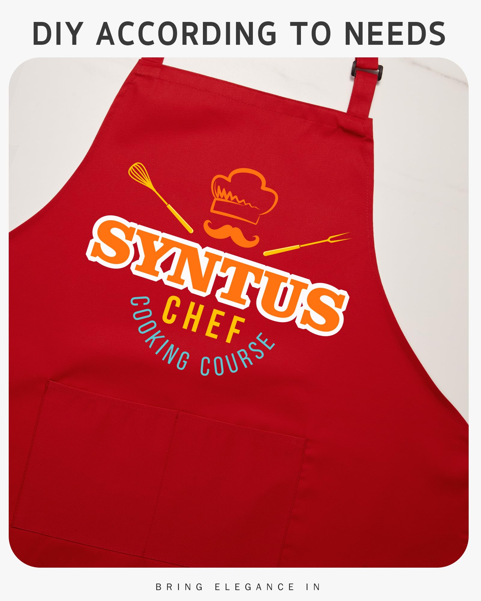 Versatile red apron suits kitchen, workshop, and garden tasks.