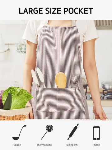 Syntus striped kitchen apron ideal for baking, grilling, and frying use.