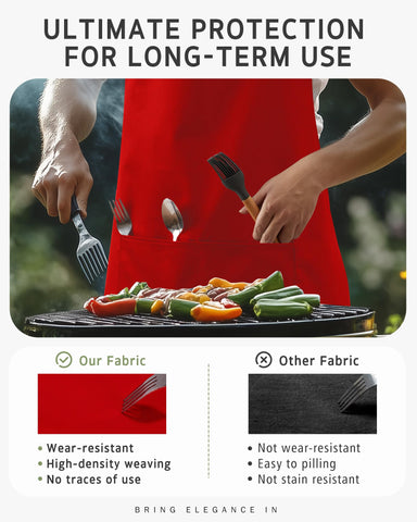 Large coverage protects clothes during baking, grilling, and crafts.