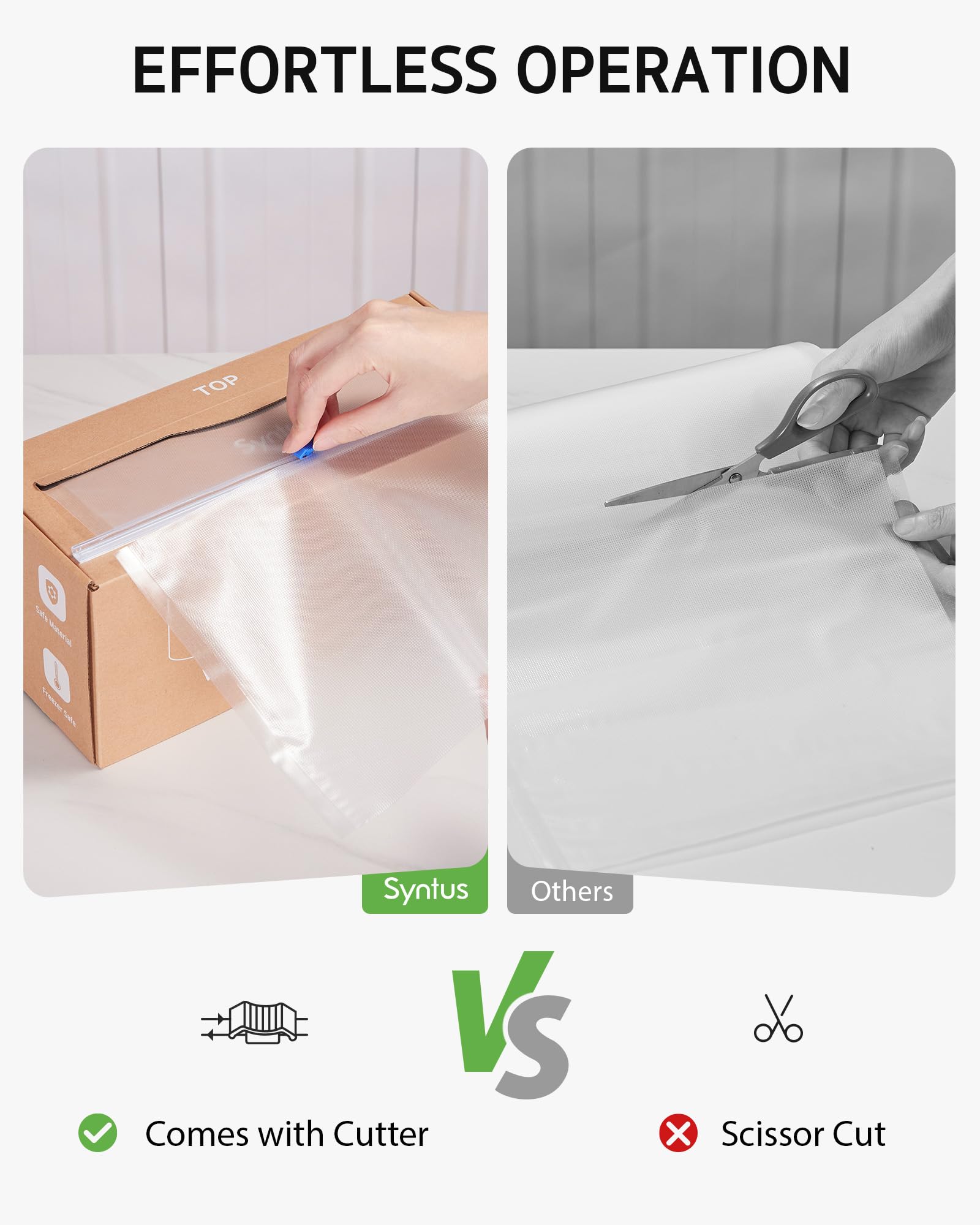Syntus bags feature embossed channels for strong, airtight seals.