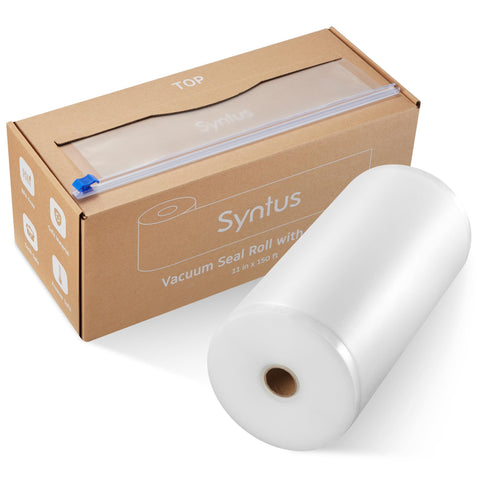 Syntus bag roll with cutter for quick, precise sizing.