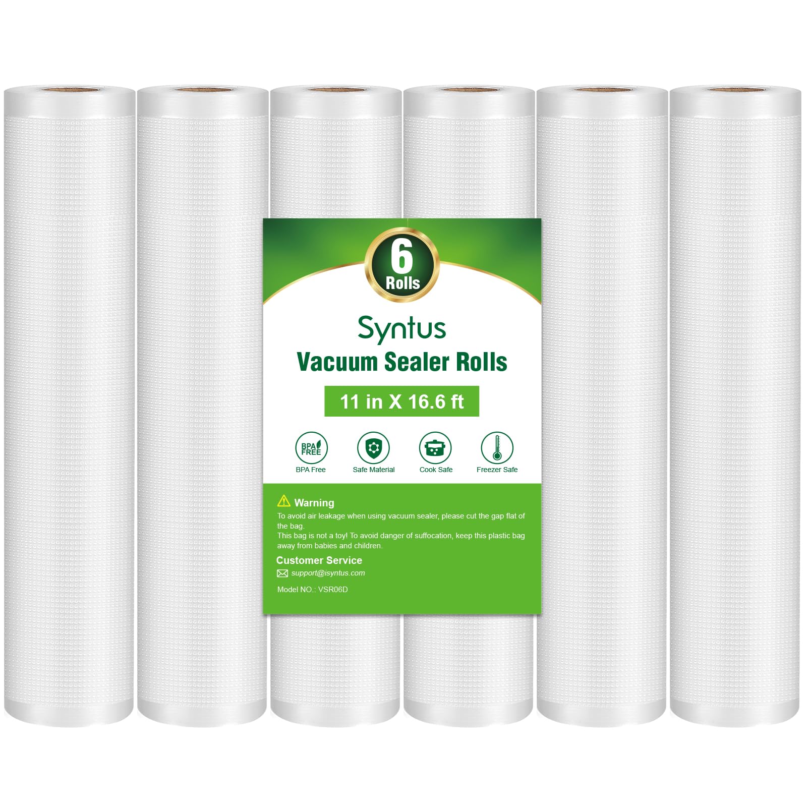 Syntus six-roll pack of vacuum bags for organized bulk storage