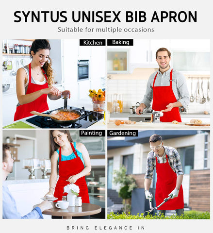Syntus red barbecue kitchen apron for grilling.
