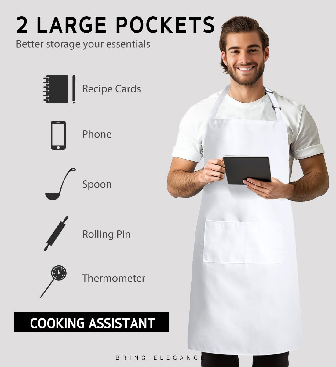 Syntus bib apron coverage chest to knee protects clothing