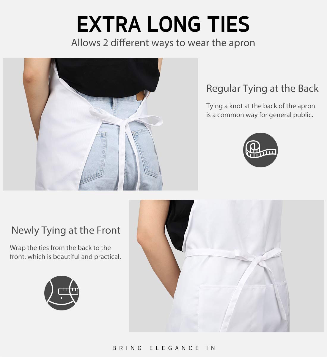 Syntus bib apron long ties offer versatile sizing