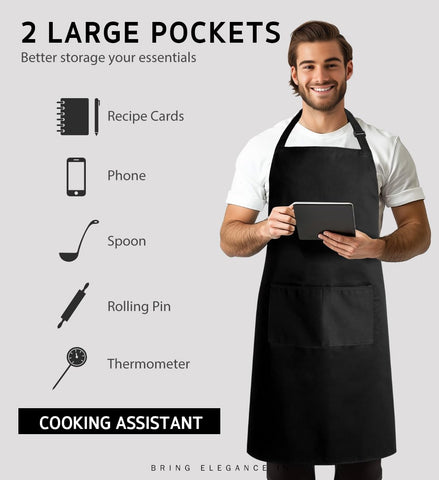 Syntus bib apron two pockets midsection for thermometer and cards