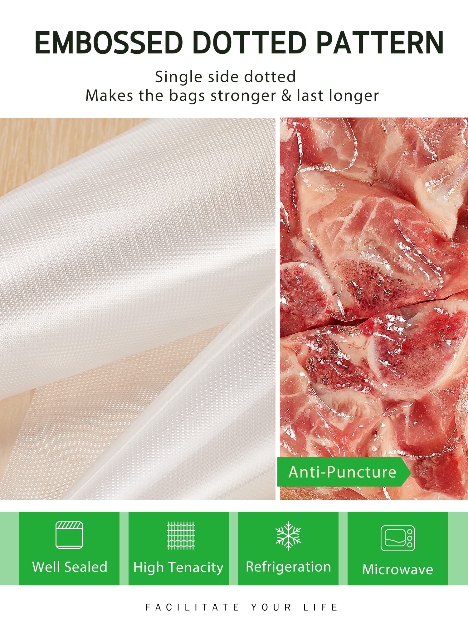 Syntus BPA-free vacuum bags designed for safe food storage
