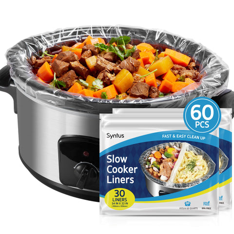 Syntus crock pot liners fit round 6-10 qt pots for mess-free cooking