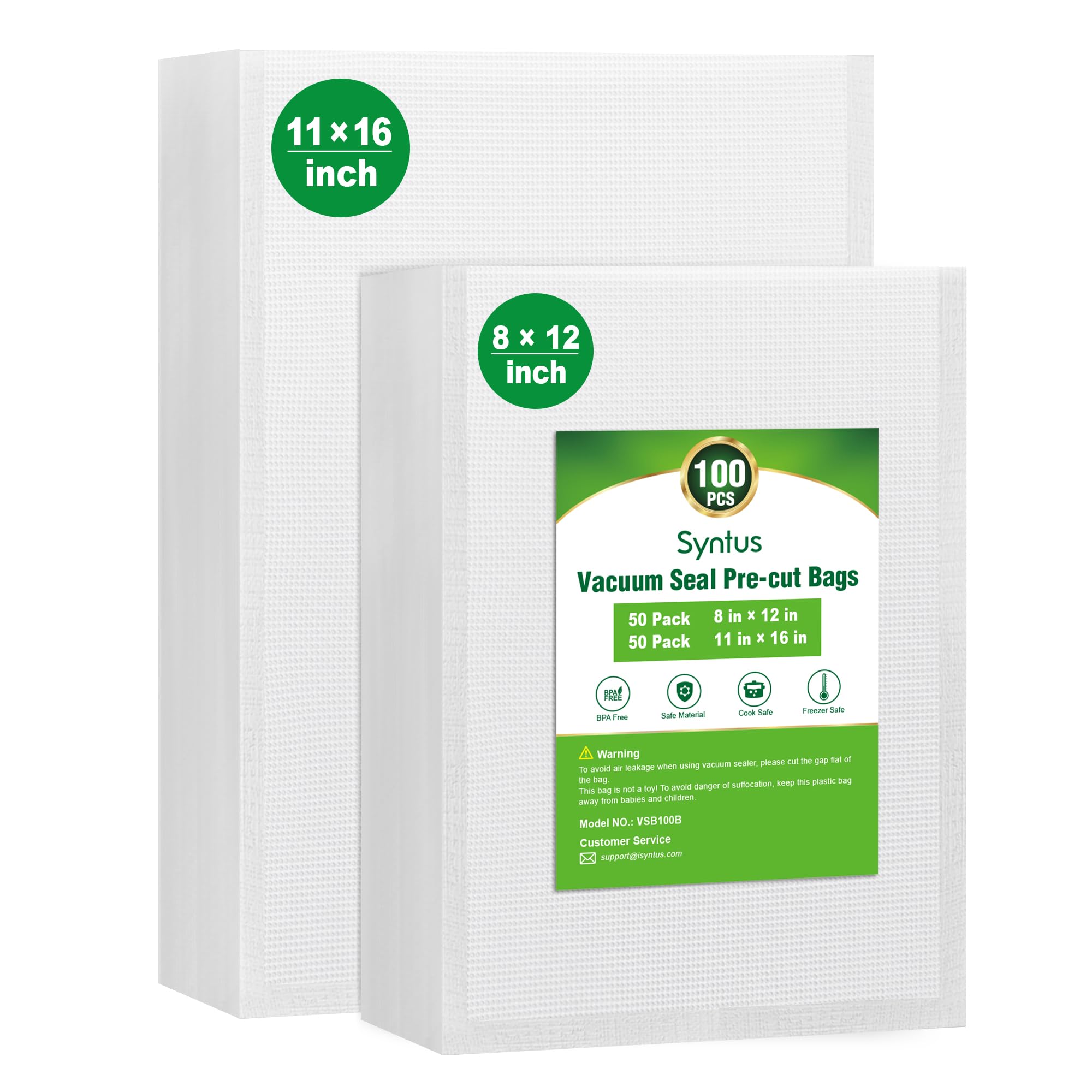 Syntus quart 8x12 pre-cut vacuum bag pack for meal prep and freezer storage