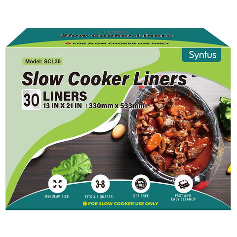 Syntus slow cooker liners box front for quick mess-free meal prep