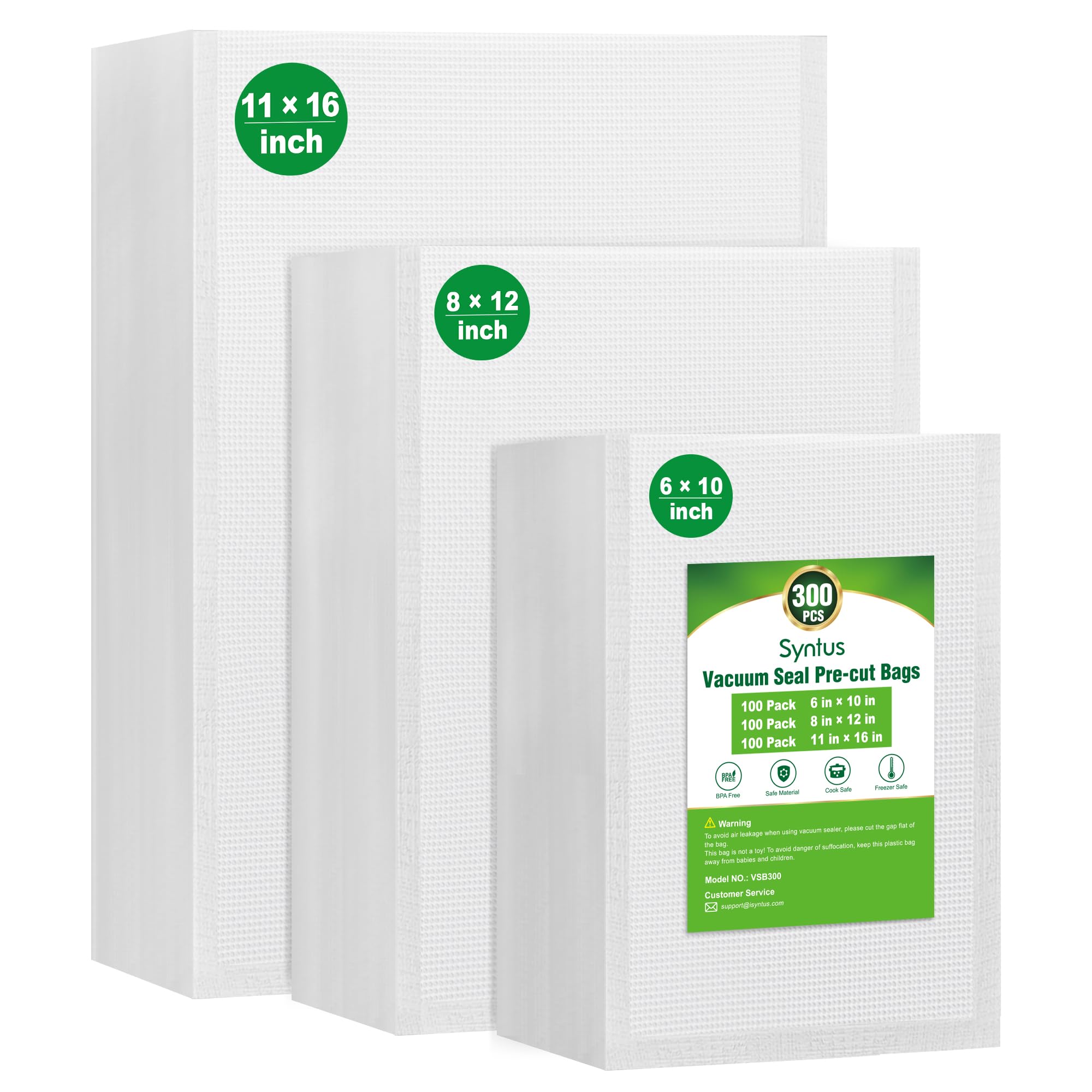 Syntus gallon pre-cut vacuum bags for quick sealing and meal prep.