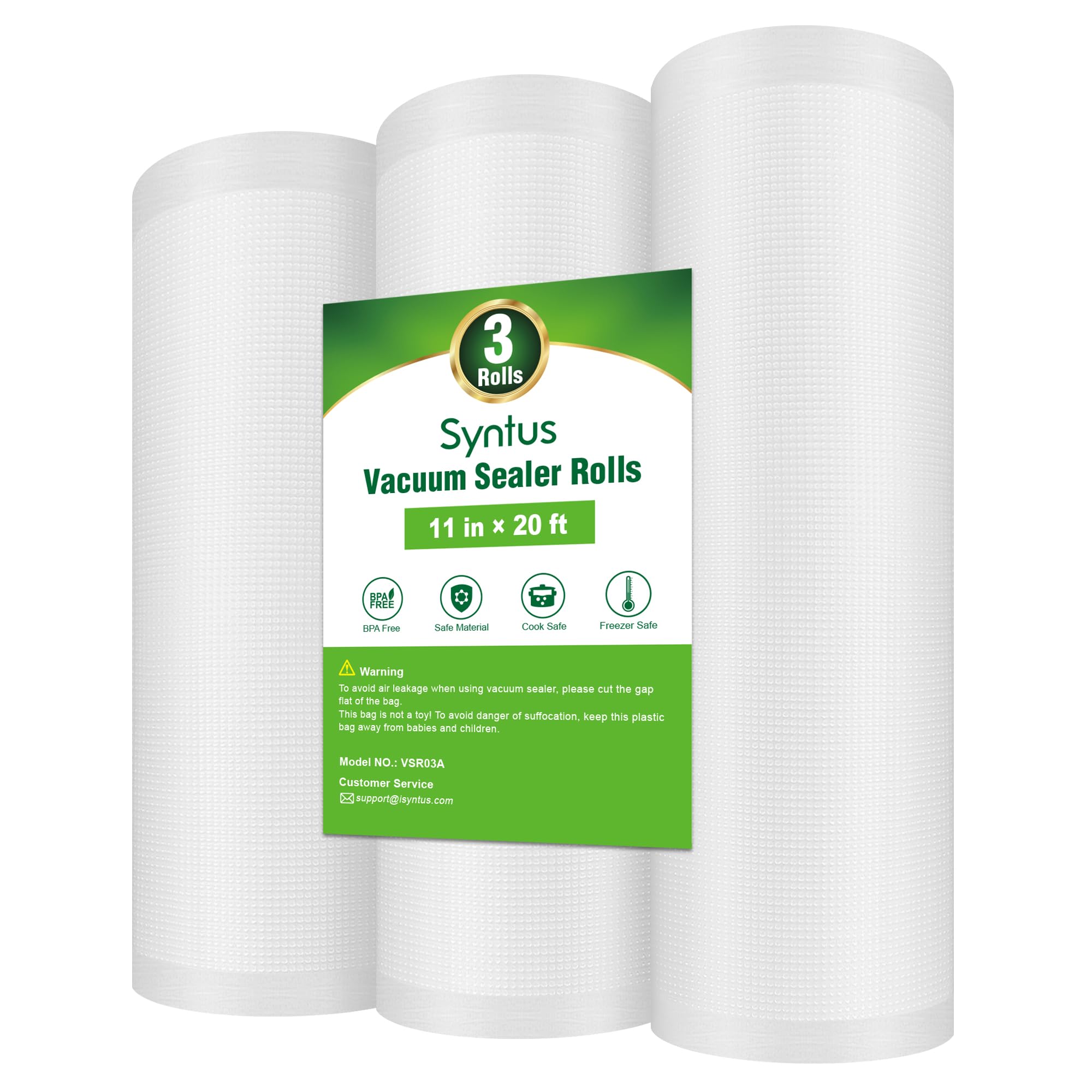 Syntus vacuum bags embossed roll 11x20 for strong seals and lasting freshness.