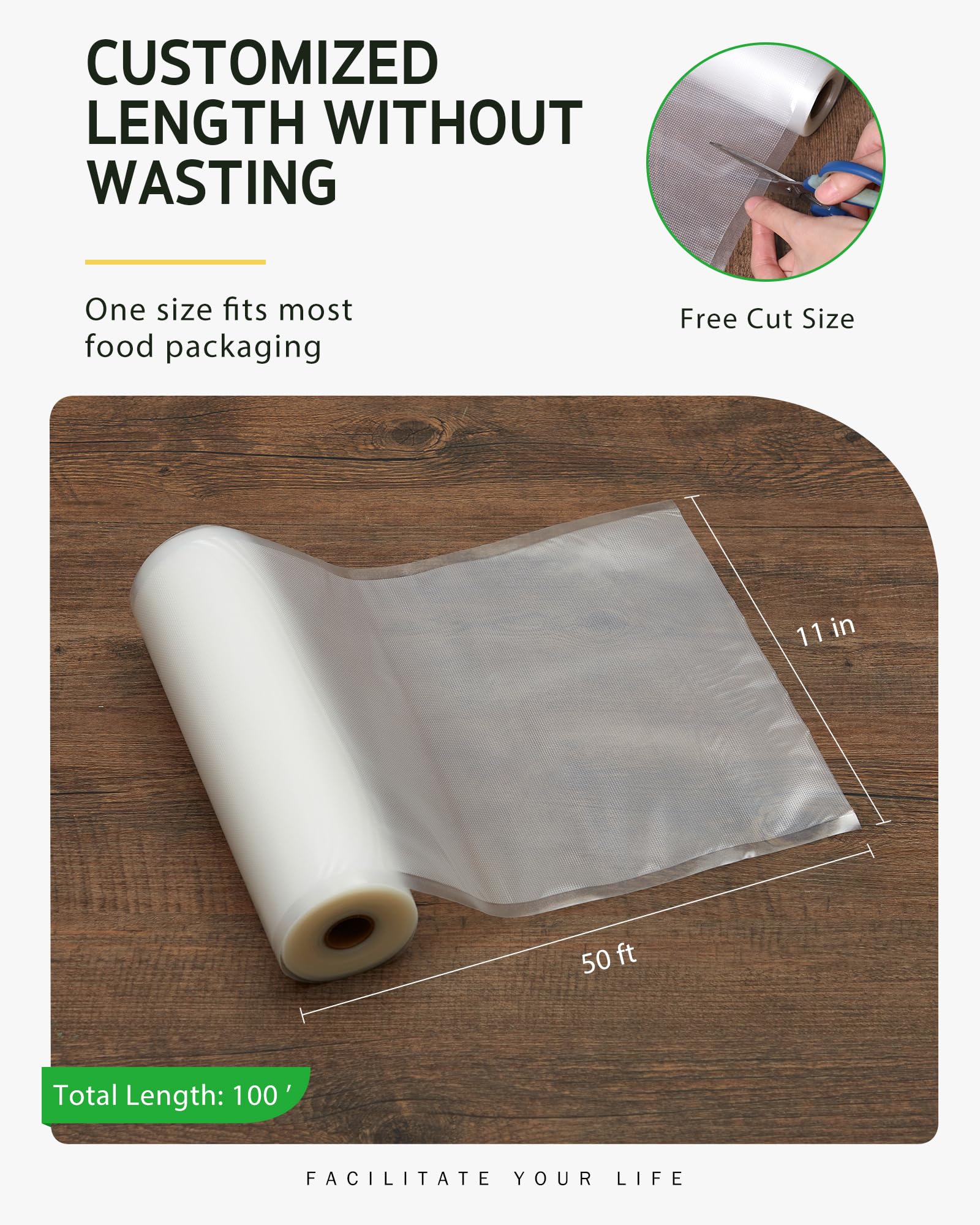 Syntus vacuum sealer bags roll 11x50 cut to size flexibility for exact portions
