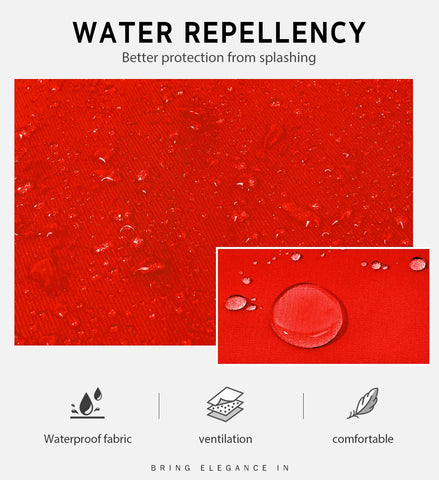 Syntus waterdrop-resistant apron protects clothing from splashes.