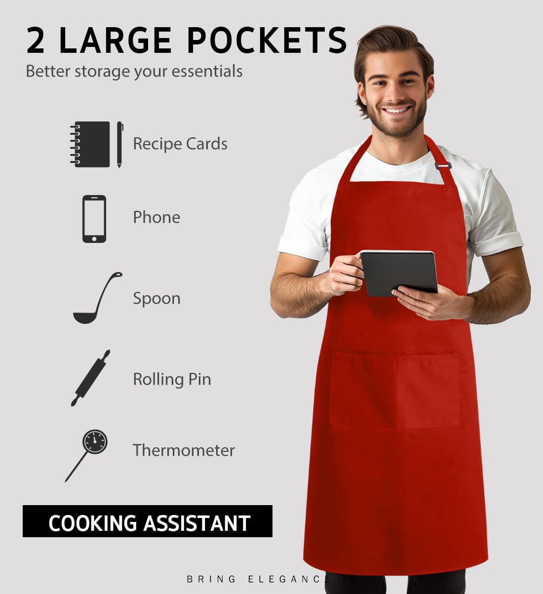 Syntus wide-coverage bib apron shields from chest to knee.