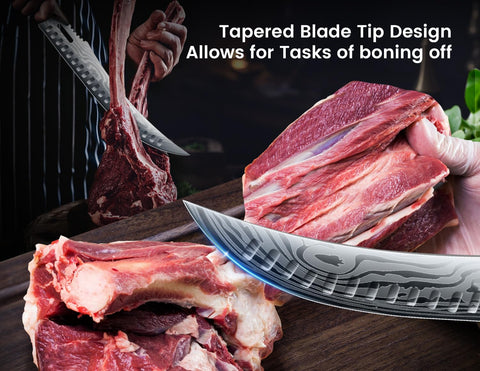 SYOKAMI curved blade in action for clean meat slicing