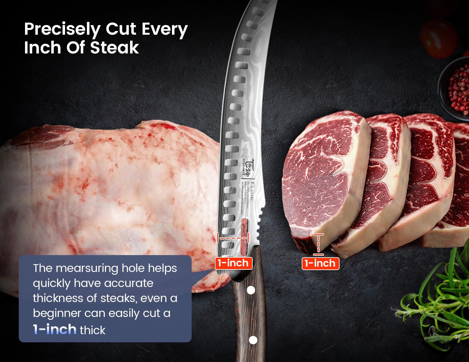 SYOKAMI butcher knife shows wooden full-tang handle for secure grip