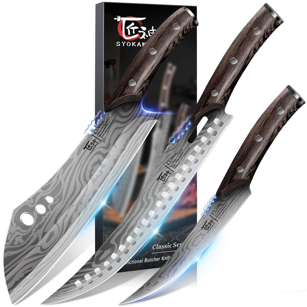 SYOKAMI butcher knife set complete collection for versatile kitchen prep and precision slicing