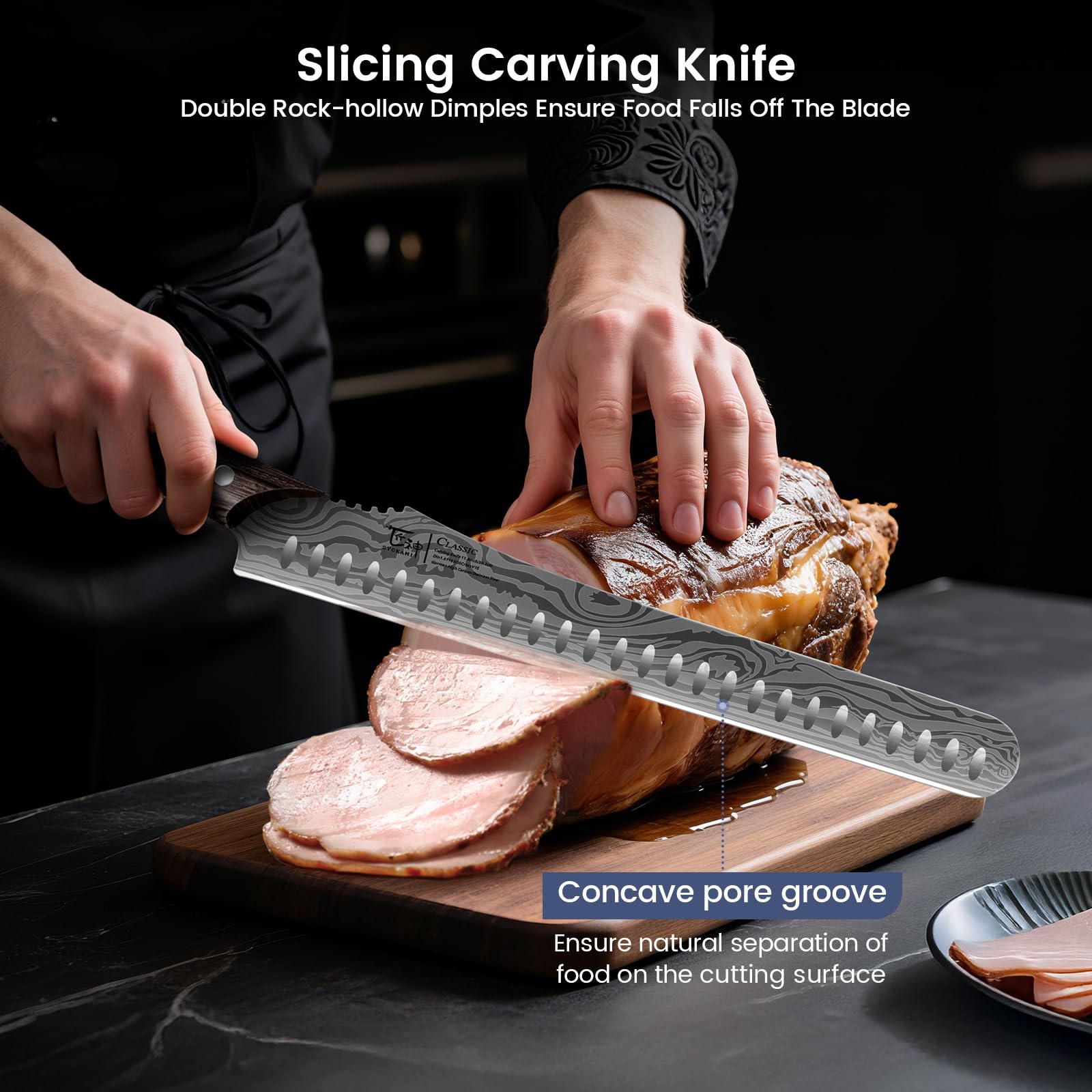 SYOKAMI full-tang wood handle for balanced control.