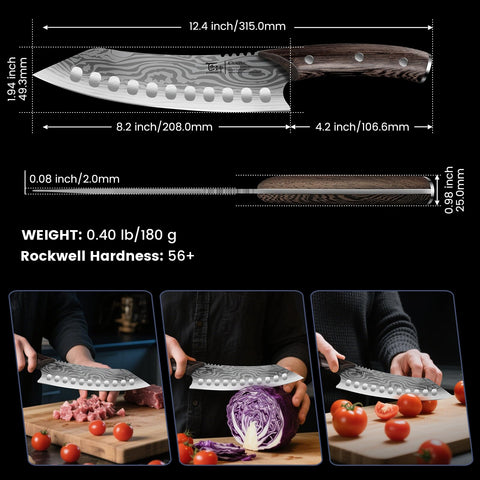 SYOKAMI full tang construction with triple riveted wenge handle for reliable balance.