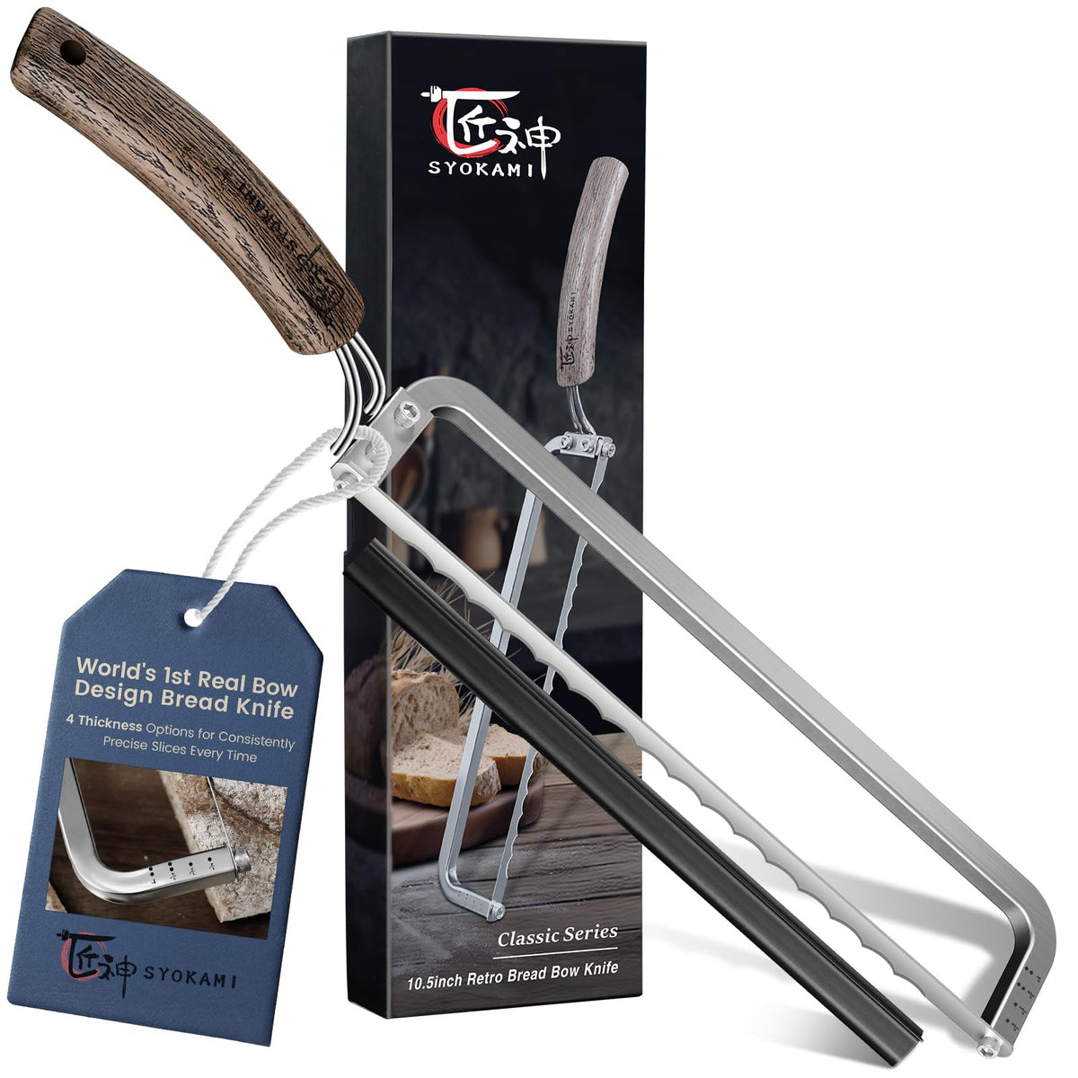 SYOKAMI left-handed bread knife with bow-design for clean crusty bread slices