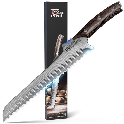 SYOKAMI offset-bread-knife with 10.5-inch blade for steady slicing of loaves