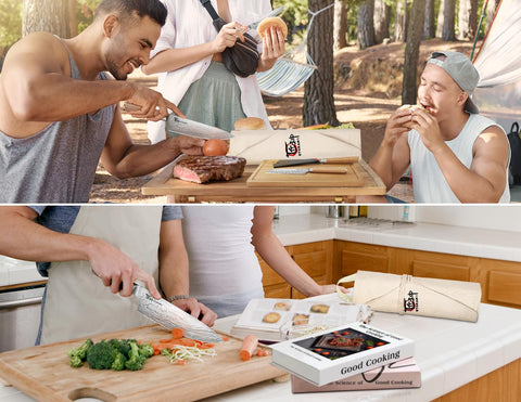 SYOKAMI pakkawood handle provides ergonomic grip for everyday cooking.