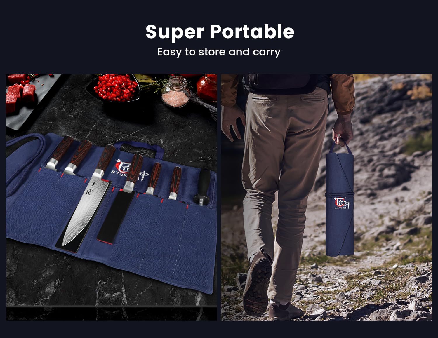 SYOKAMI roll bag interior with individual slots and guards for protection.