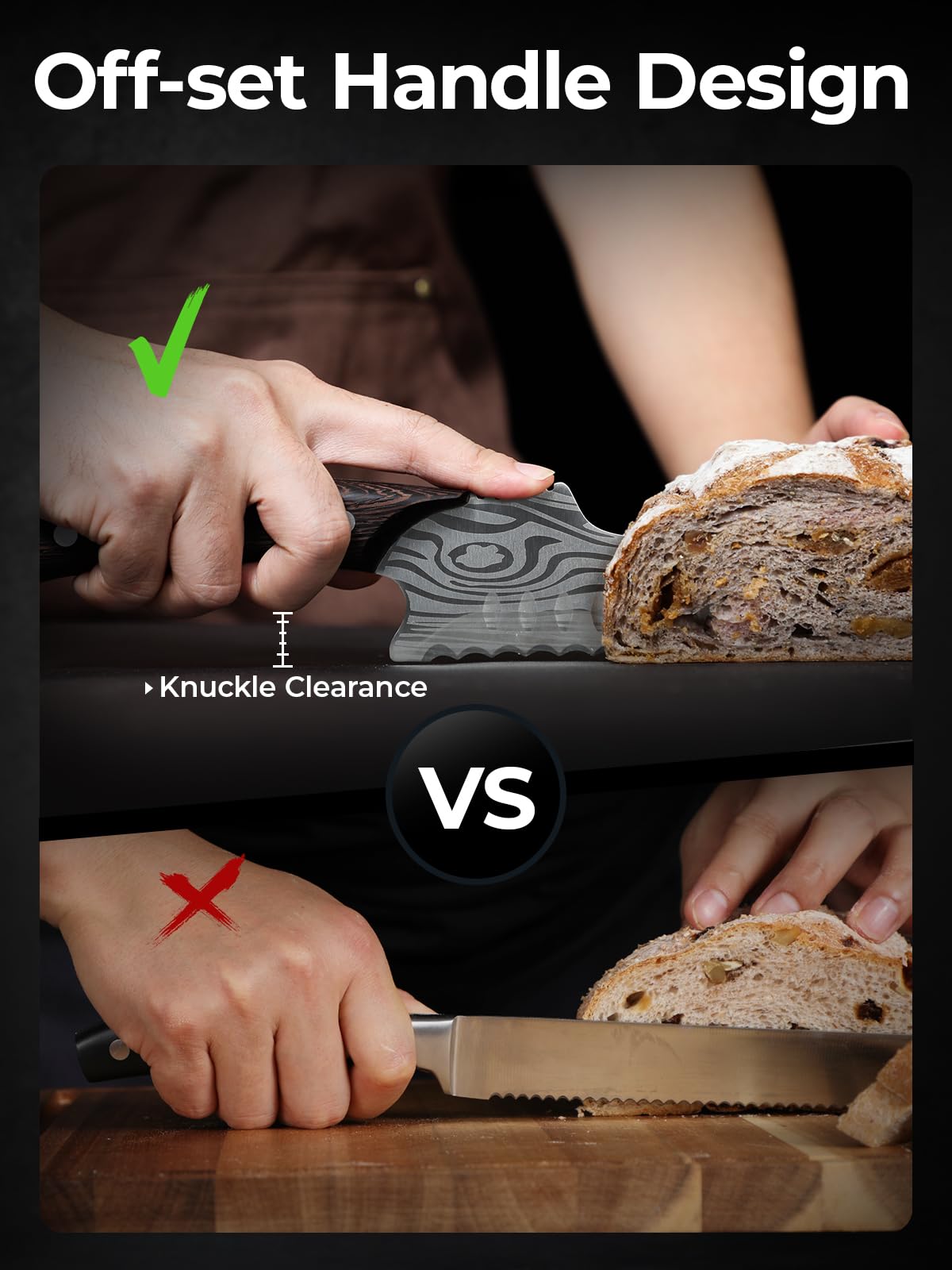 SYOKAMI serrated blade close-up showing full contact teeth for clean cuts