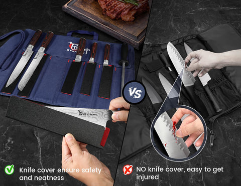 SYOKAMI 14pc knife set on display with premium finish and sturdy construction.