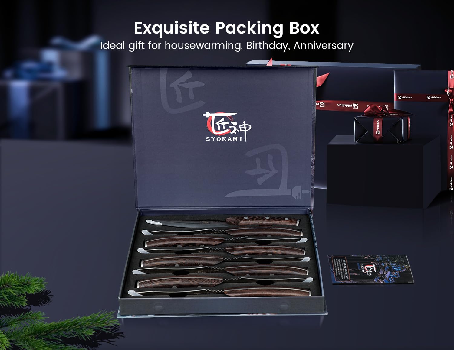 SYOKAMI high-carbon stainless steel blade delivers sharp, durable cutting performance.