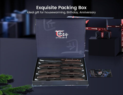 SYOKAMI high-carbon stainless steel blade delivers sharp, durable cutting performance.