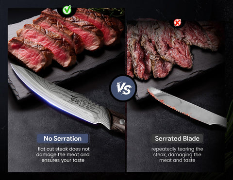 SYOKAMI steak knives on table setting illustrate elegant dining experience.