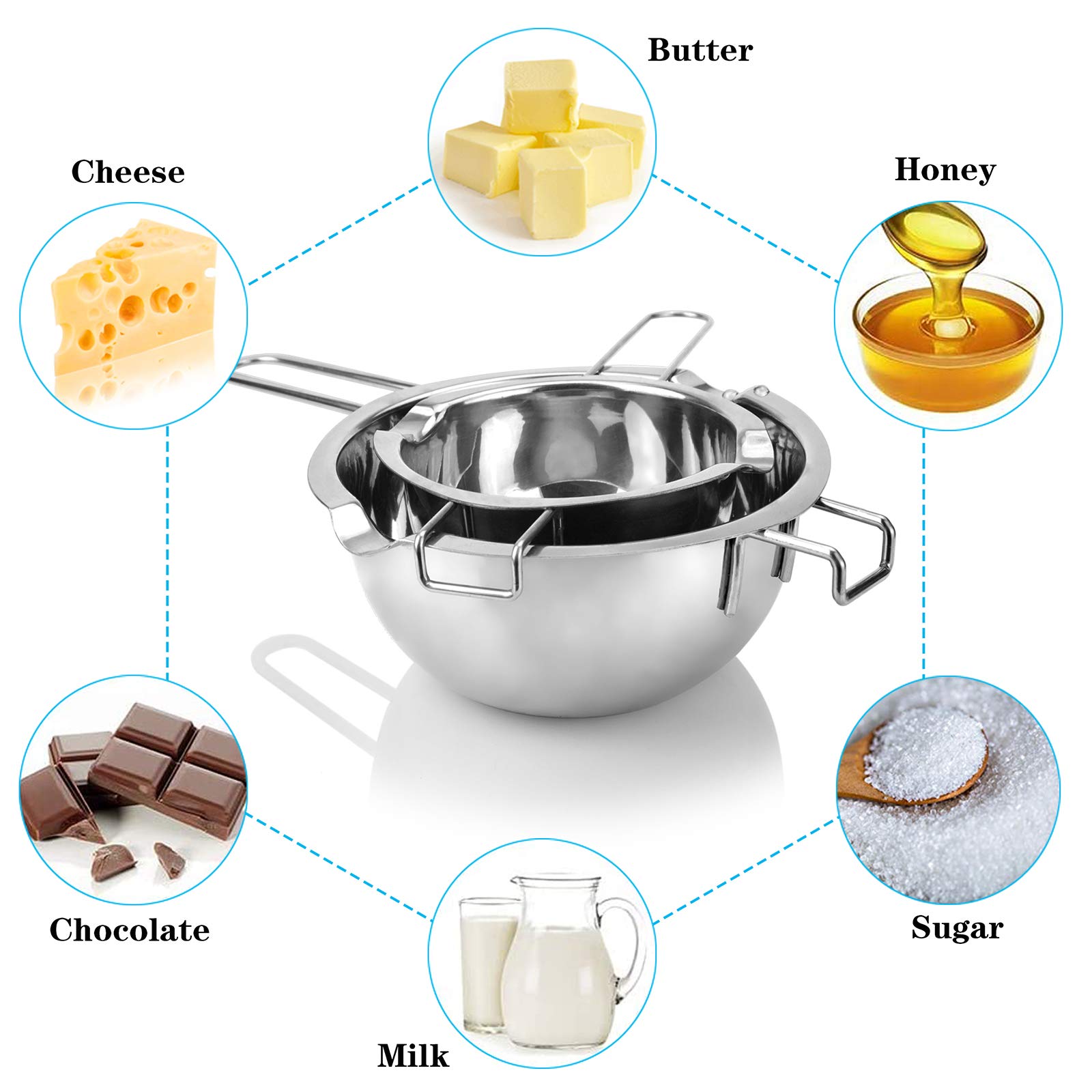 Sysmie pot with double pour spouts for mess-free transfer.