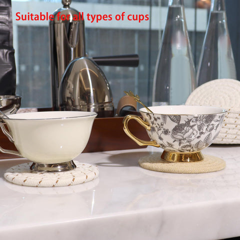 SZDPC coasters protect tabletops from heat and moisture during hot drinks.