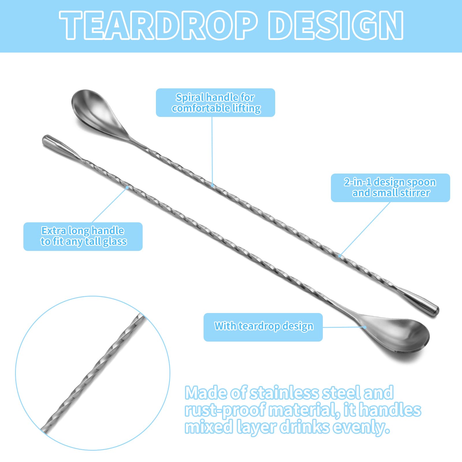 SZLFSX premium stainless steel bar spoon built for durability