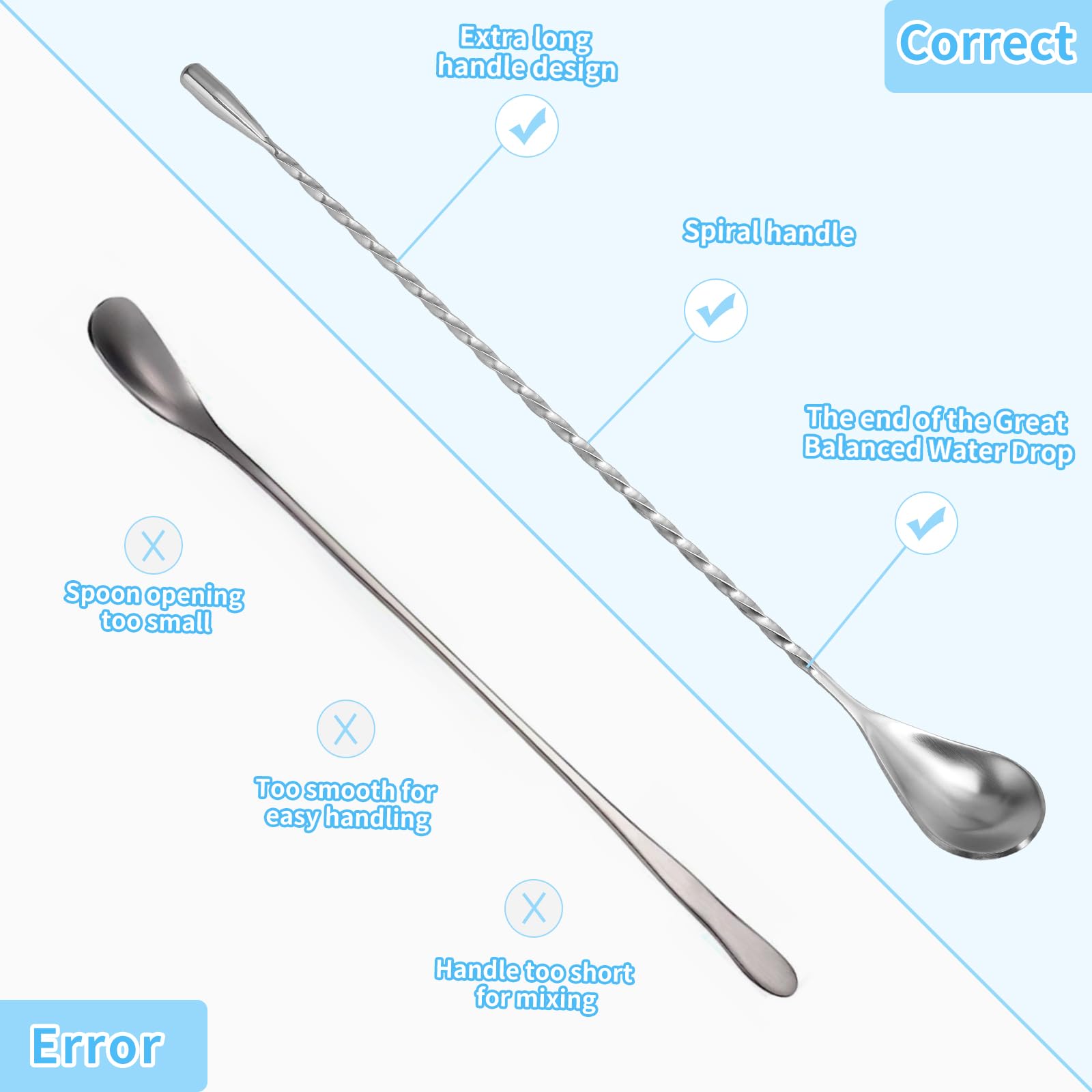 SZLFSX teardrop end bar spoon for balanced mixing and easy swizzling