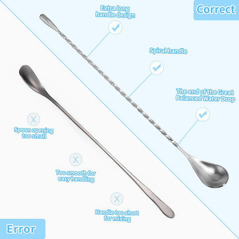 SZLFSX teardrop end bar spoon for balanced mixing and easy swizzling