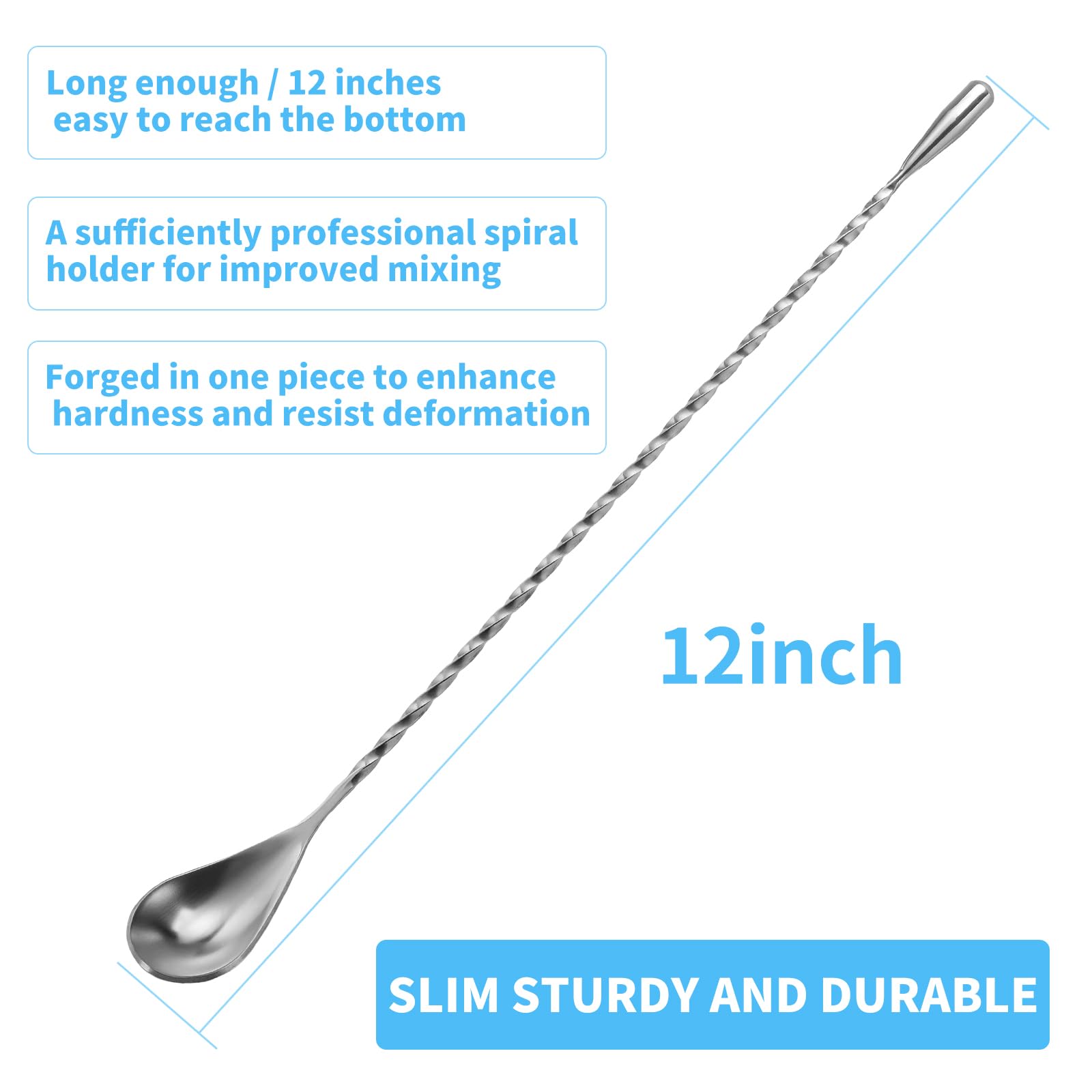 SZLFSX long twisted middle bar spoon reaching deep into tall glasses