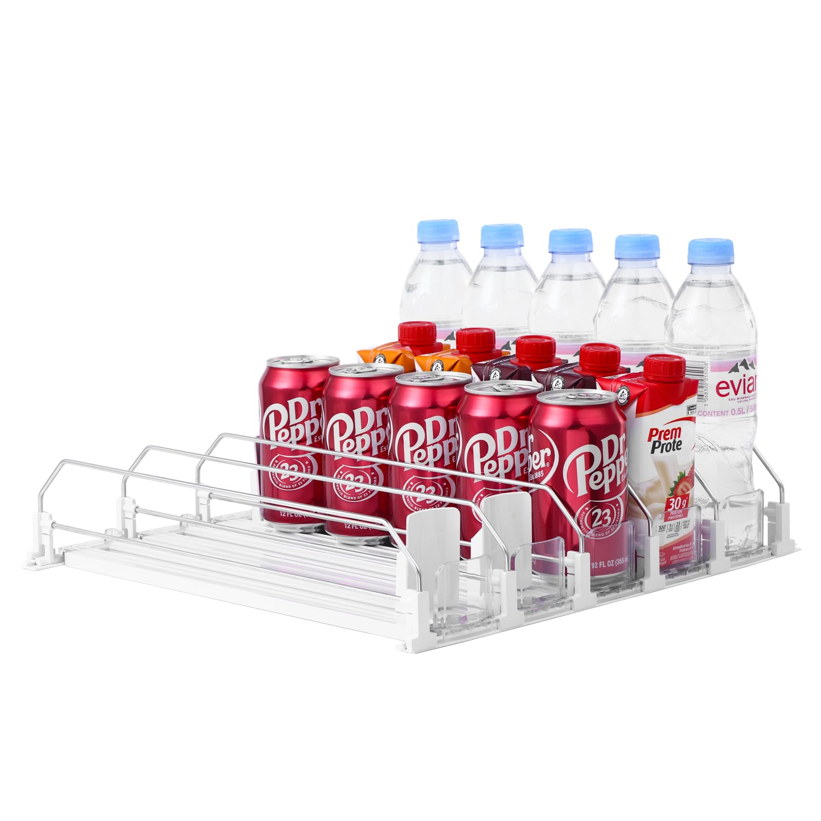 SZNLZQ drink organizer fridge with push glide keeps 12oz cans easy to reach