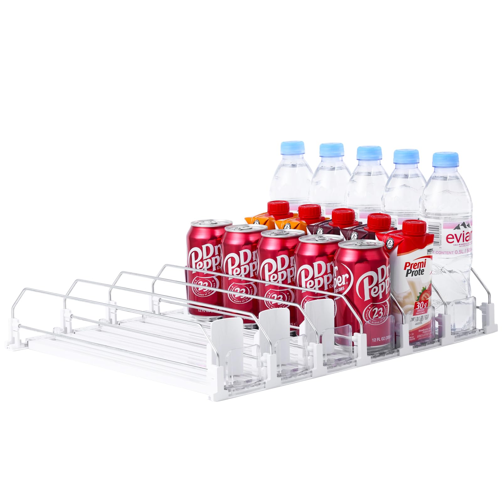 SZNLZQ drink organizer fridge pusher glide keeps cans neatly organized for quick fridge access.