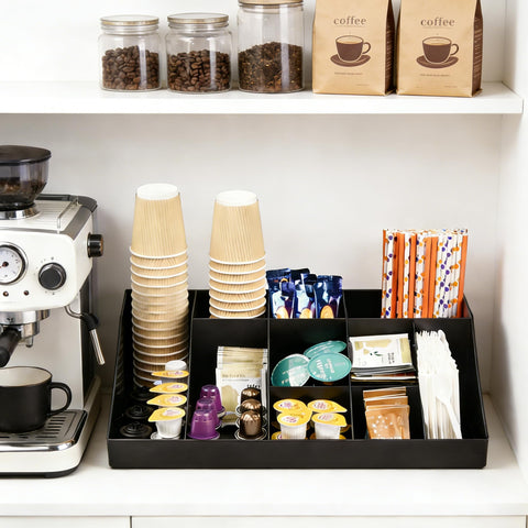 SZQINJI coffee condiment organizer top view versatile 10-slot layout for office use