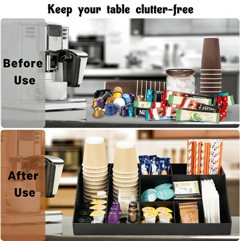 SZQINJI organizer holding cups, pods, tea packets for efficient break room setup