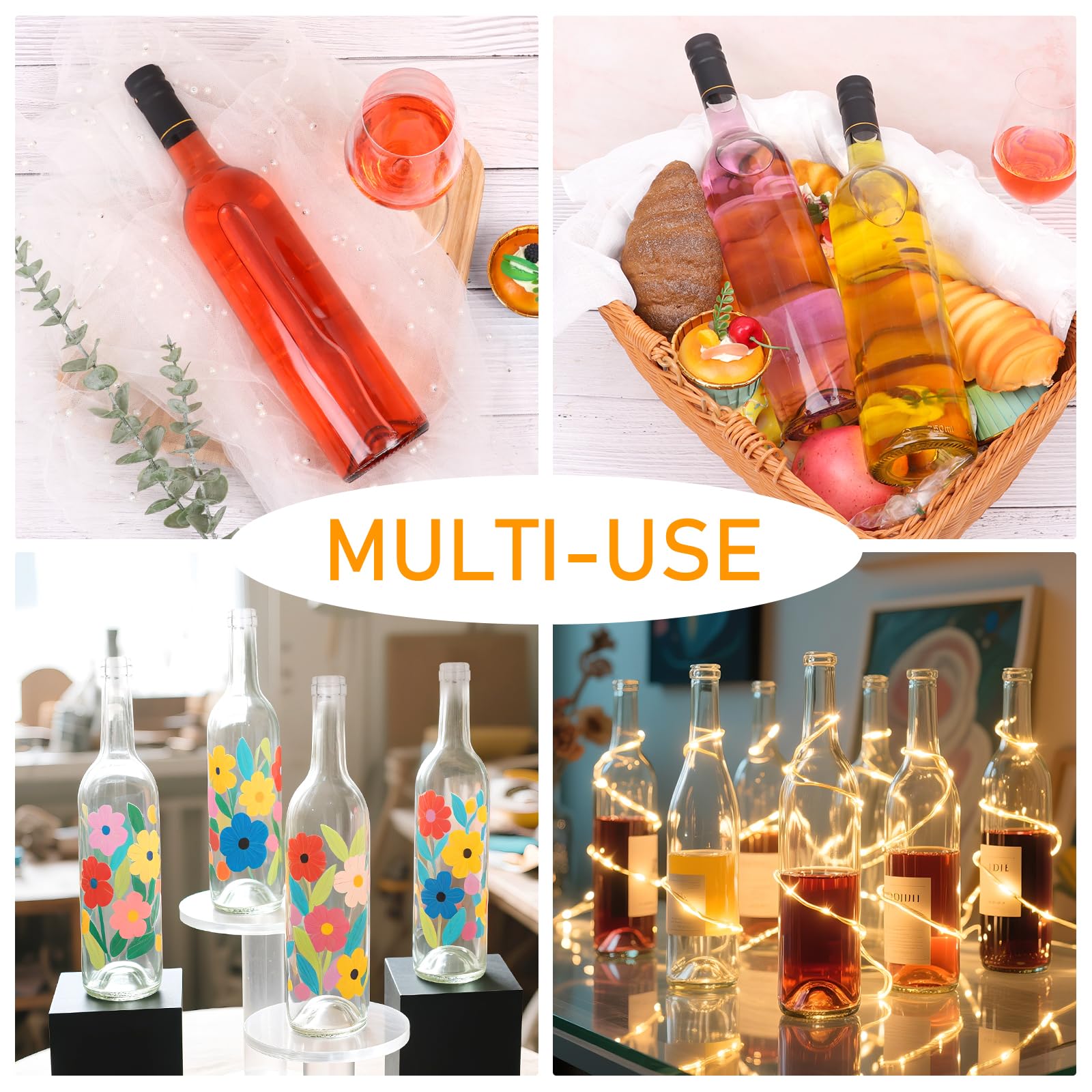 SZUAH 750ml bottles on display, versatile for weddings, bars, or home kitchens.