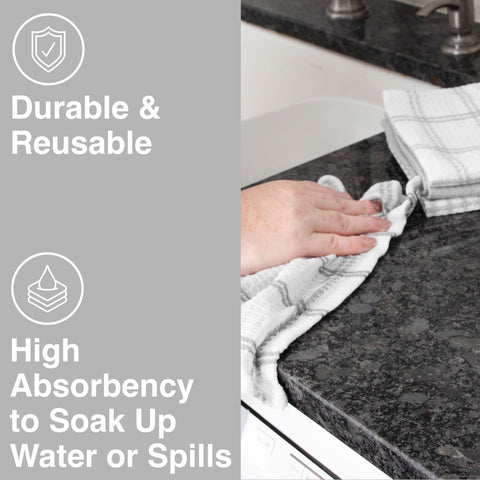 T-Fal cloths in varied patterns offer versatile styling for the kitchen.