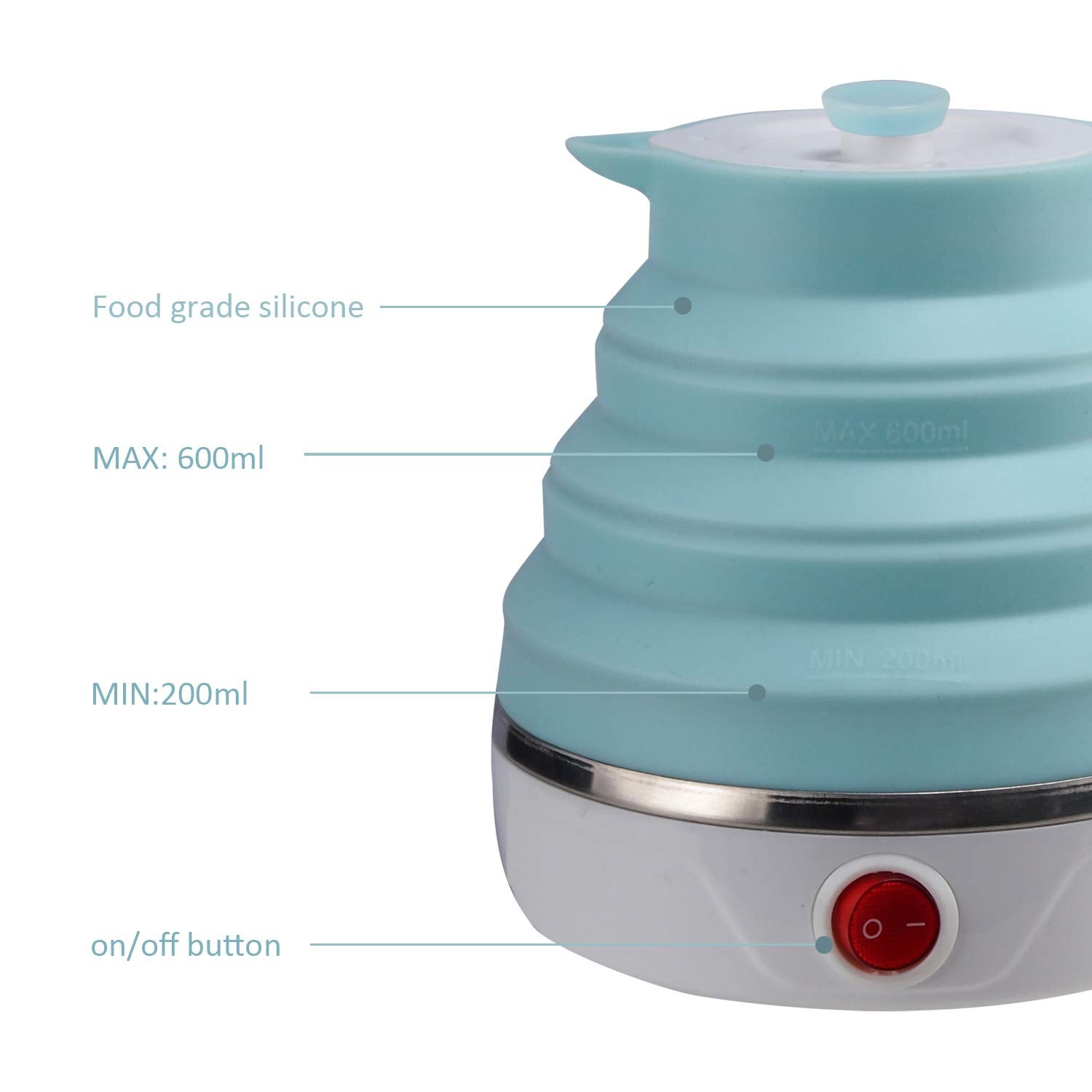 T-magitic silicone body kettle offers flexible storage and easy grip.