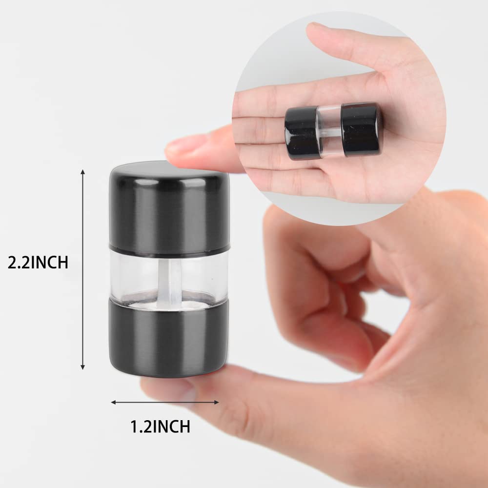 T-mark compact black grinders, side view showing portable design.
