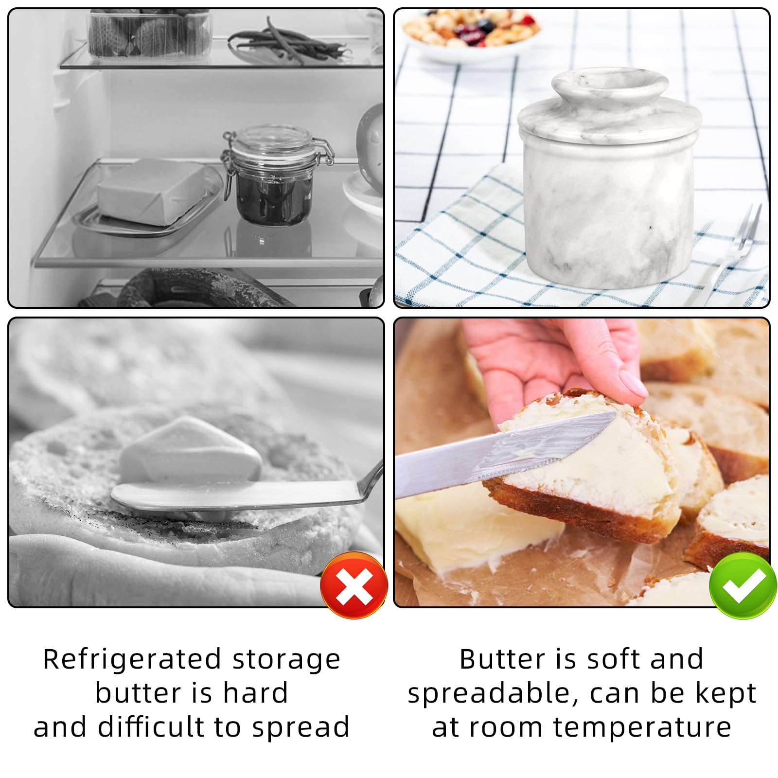 TABHOUKIT butter keeper easy-clean design with soft cloth