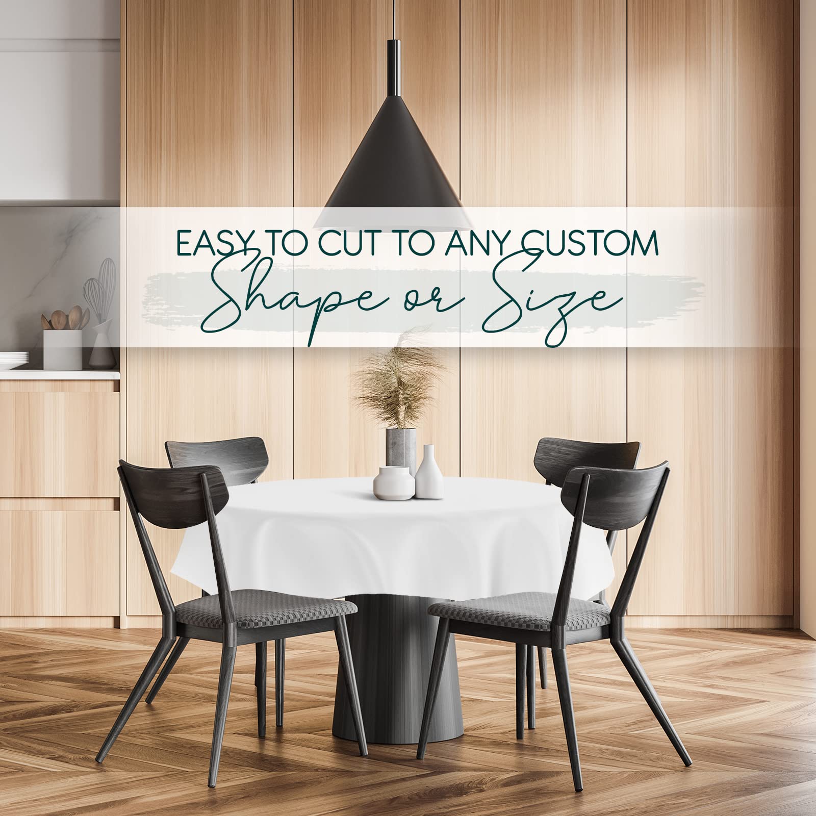 Tablecloths by Design 90-inch by 54-inch table cover fits large rectangular tables.