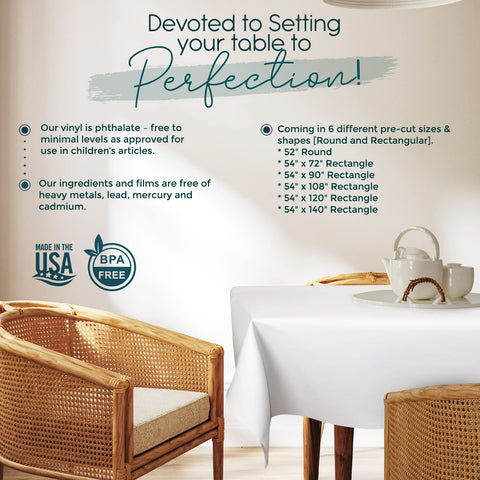Tablecloths by Design reusable protector for dining rooms and patios.